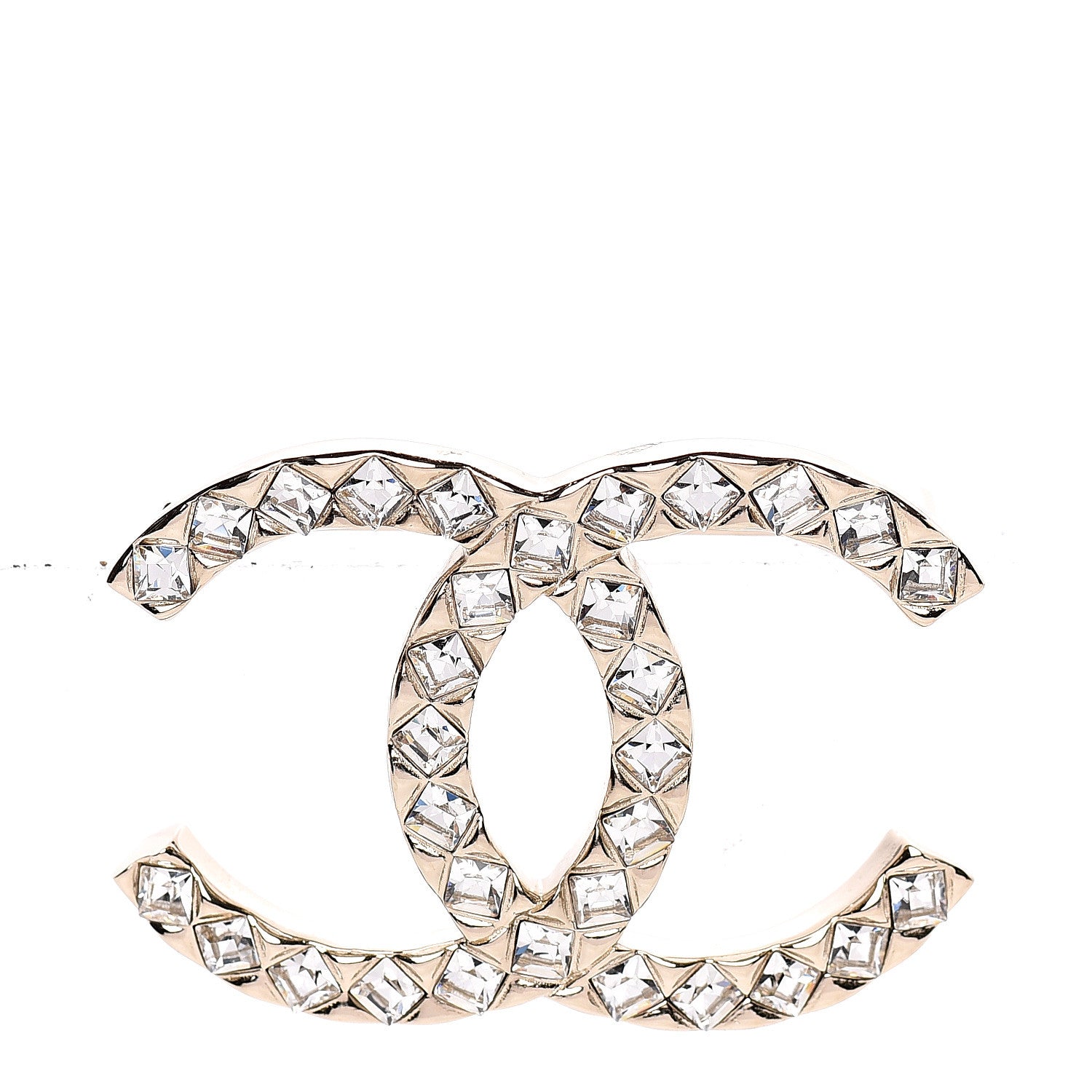 Chanel Baguette Crystal CC Brooch Gold 1 of 4