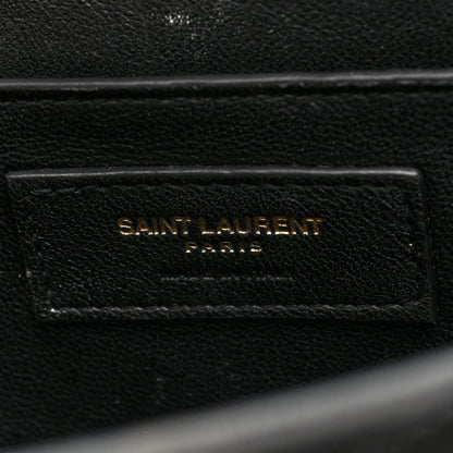 Saint Laurent Lambskin Matelasse Chevron Monogram Medium Sulpice Bag Black 6 of 9