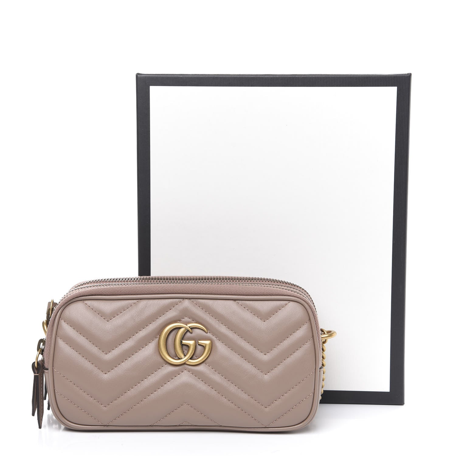 Gucci Calfskin Matelasse Mini GG Marmont Chain Crossbody Bag Porcelain Rose 11 of 11
