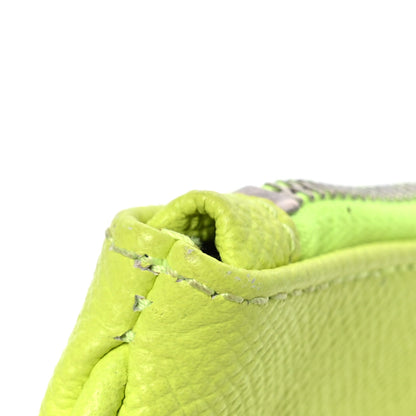 Balenciaga Calfskin Logo Zip Pouch Acid Green Black 12 of 13