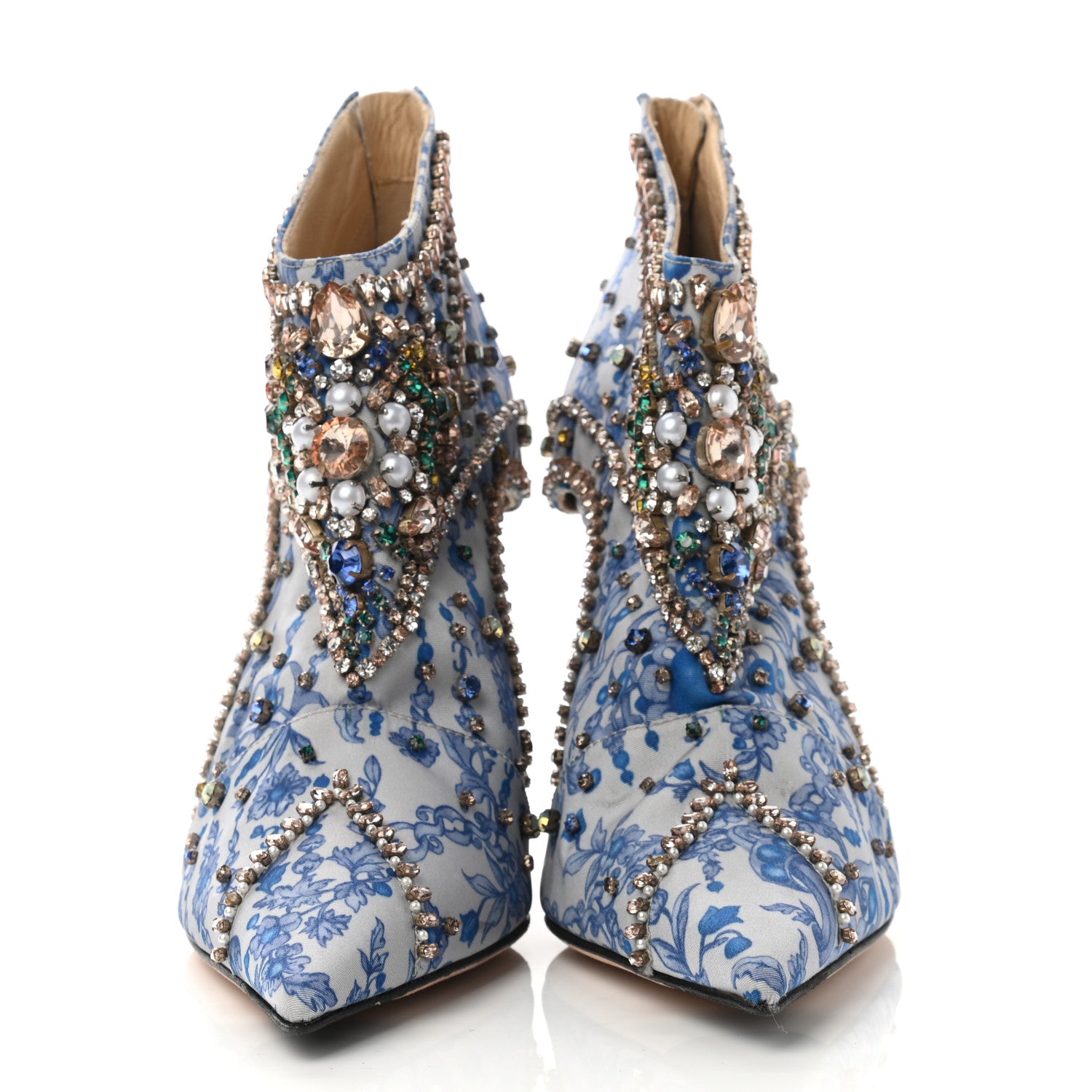 靴 JIMMY CHOO Jimmy Choo Silk Embellished Printed Kendrix 100 Ankle Booties 37