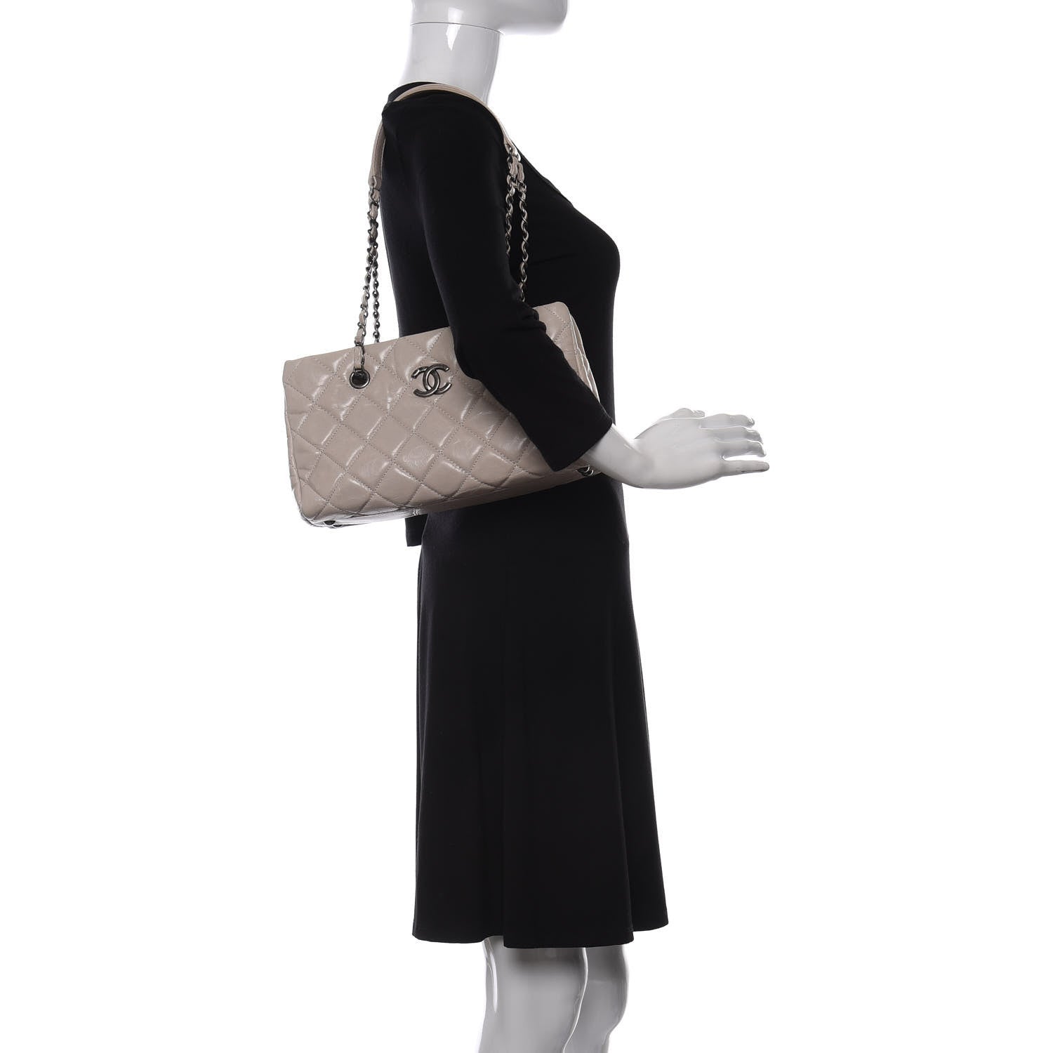 Chanel Glazed Calfskin Quilted Tote Grey 2 of 11