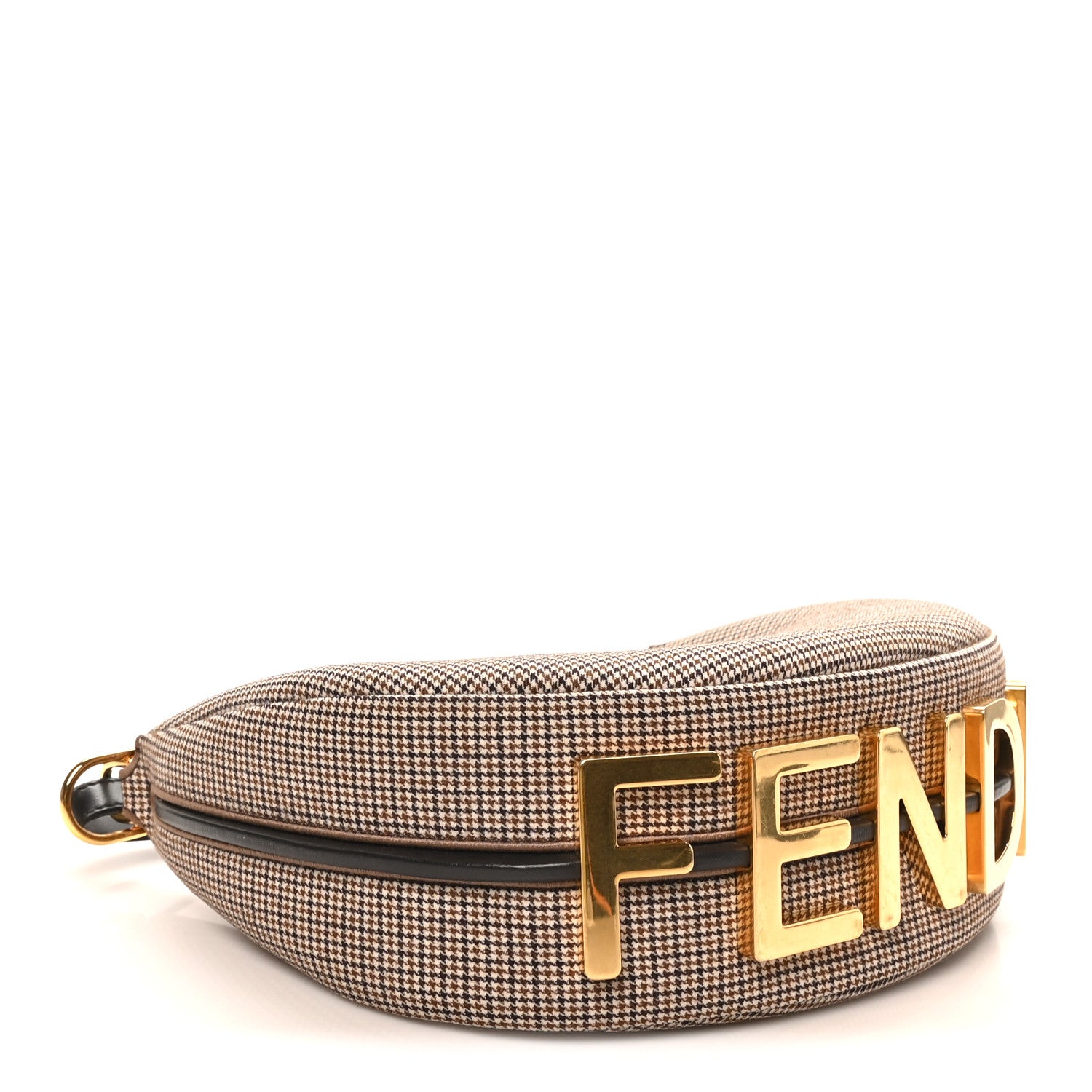 Fendi Wool Vitello Grace Small Houndstooth Small Fendigraphy Hobo Bag Beige Ebano 4 of 10
