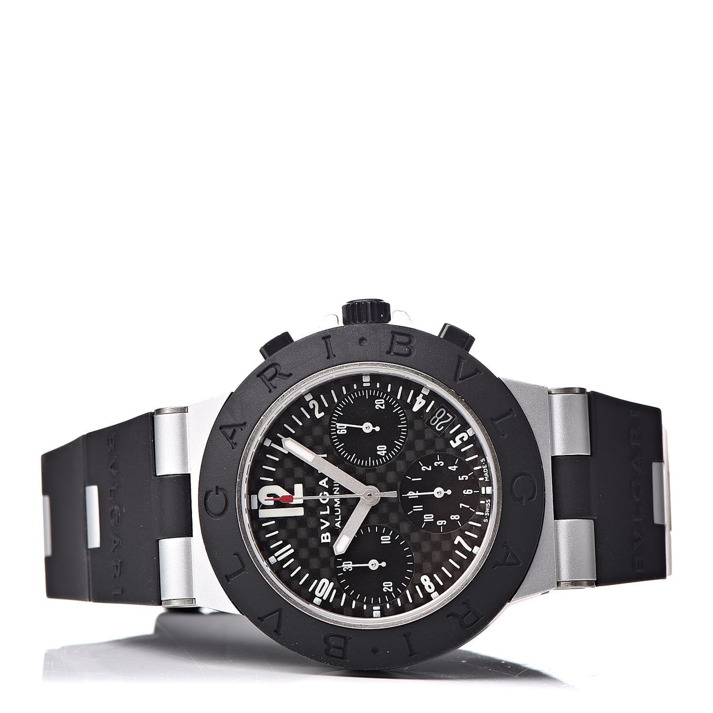 Aluminum Rubber 38mm Diagono Chronograph Automatic Watch Black