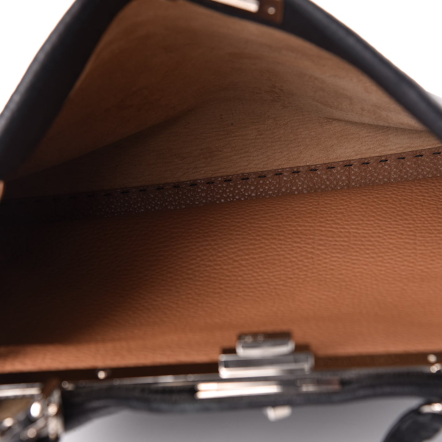 Cuoio Romano Selleria Bi-Color Large Peekaboo Iconic Satchel Black Mou