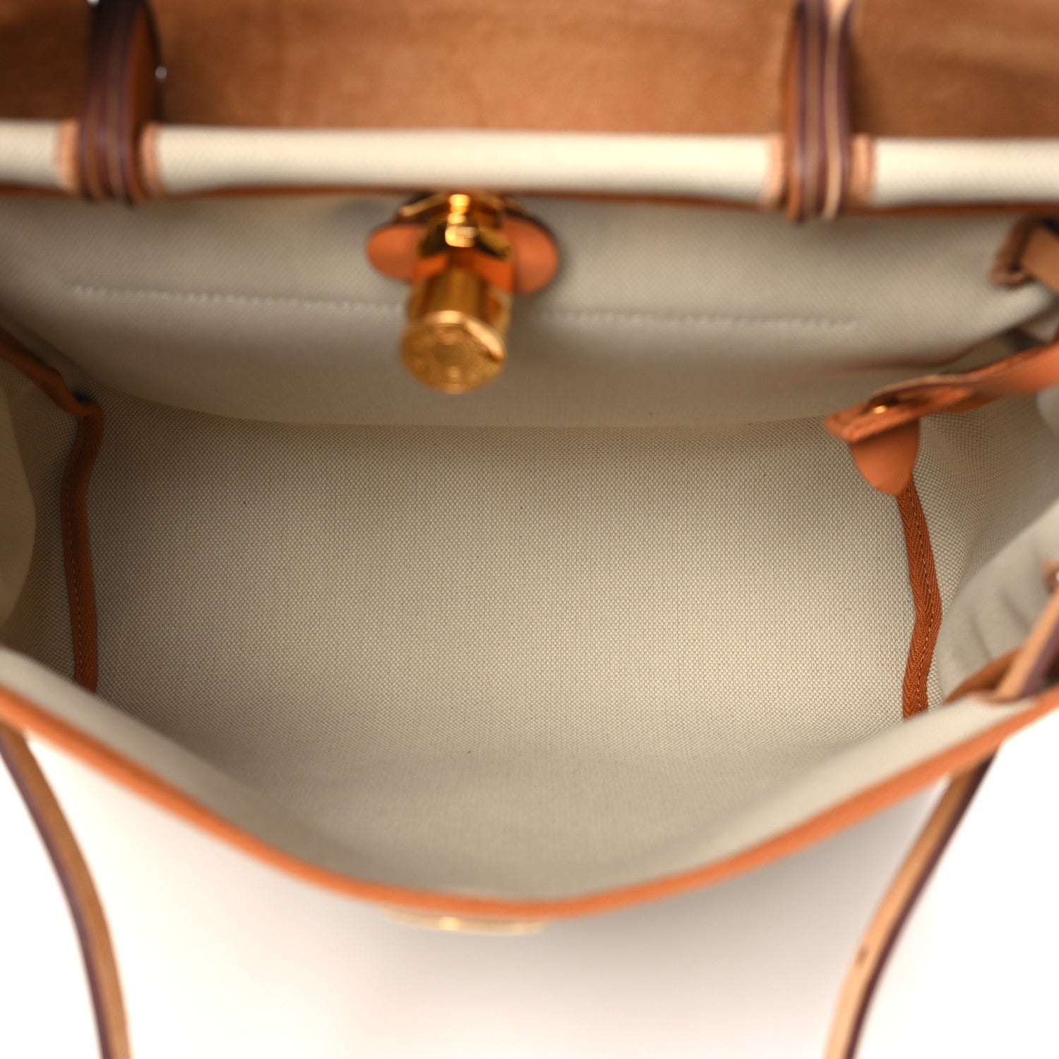 Hermes Military Toile Vache Hunter Herbag Zip Retourne 31 PM Beton Naturel 6 of 12