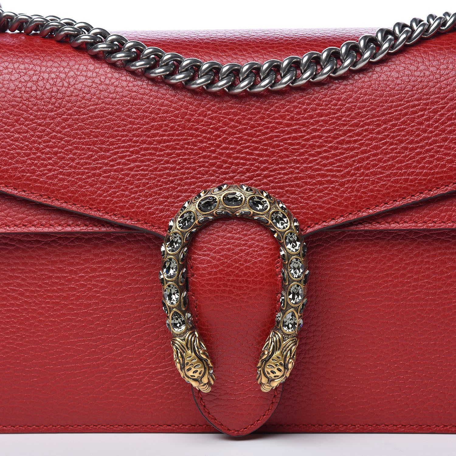 Gucci Dollar Calfskin Swarovski Crystal Small Dionysus Shoulder Bag Hibiscus Red 10 of 10