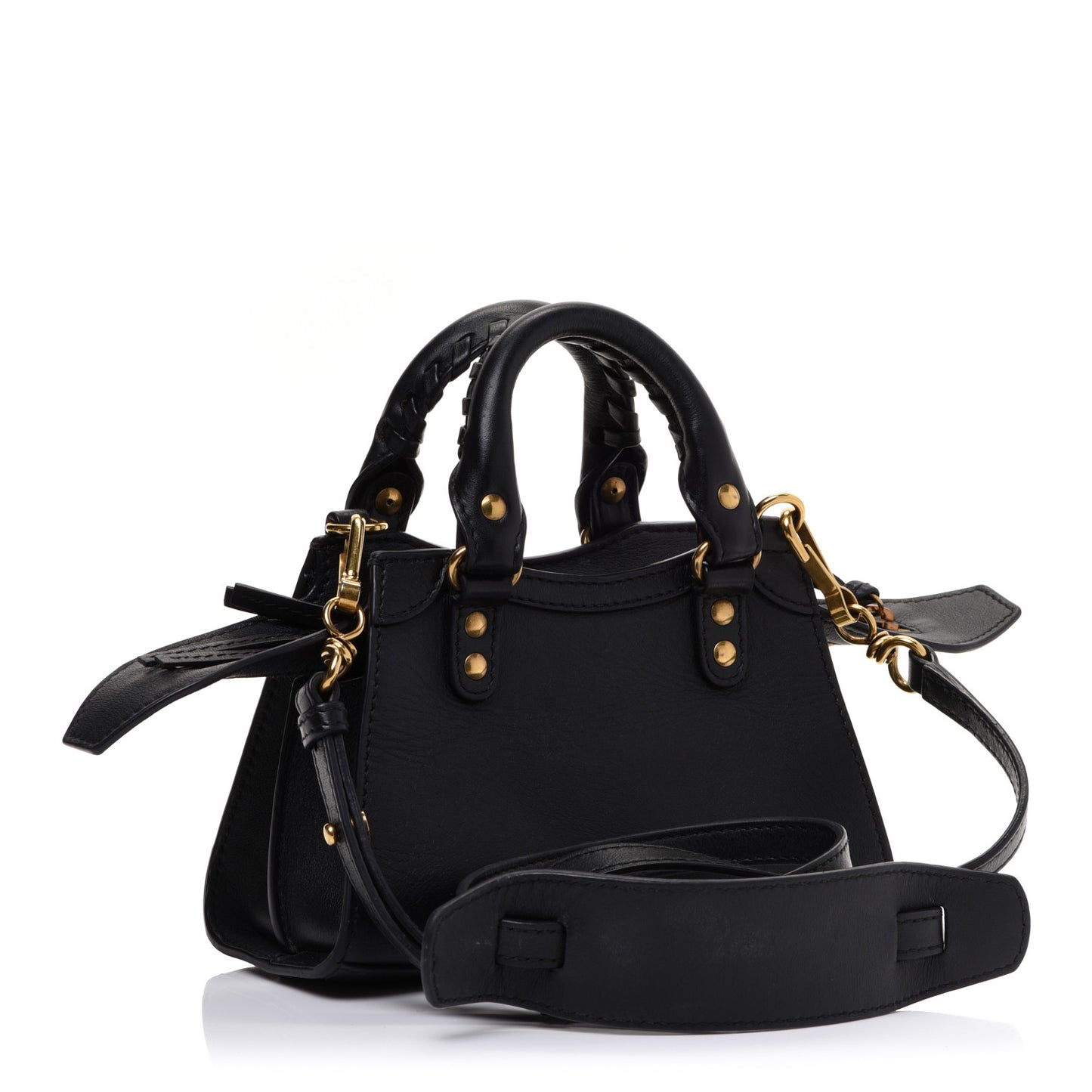 Smooth Calfskin Neo Classic Brass Hardware Nano City Crossbody Black