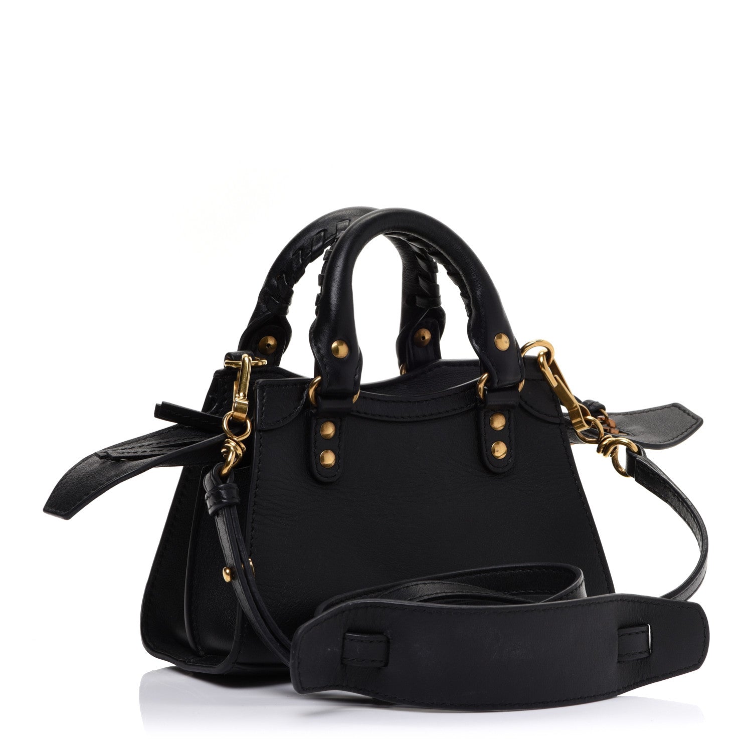 Balenciaga Smooth Calfskin Neo Classic Brass Hardware Nano City Crossbody Black 3 of 12