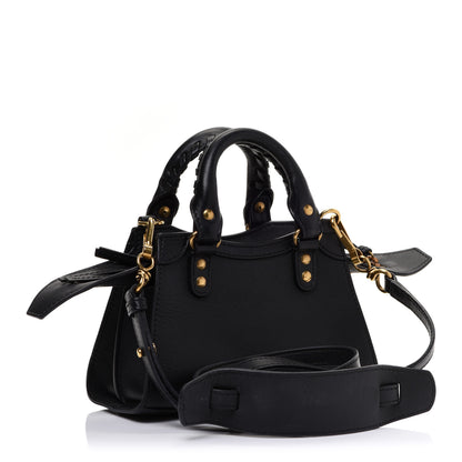 Balenciaga Smooth Calfskin Neo Classic Brass Hardware Nano City Crossbody Black 3 of 12