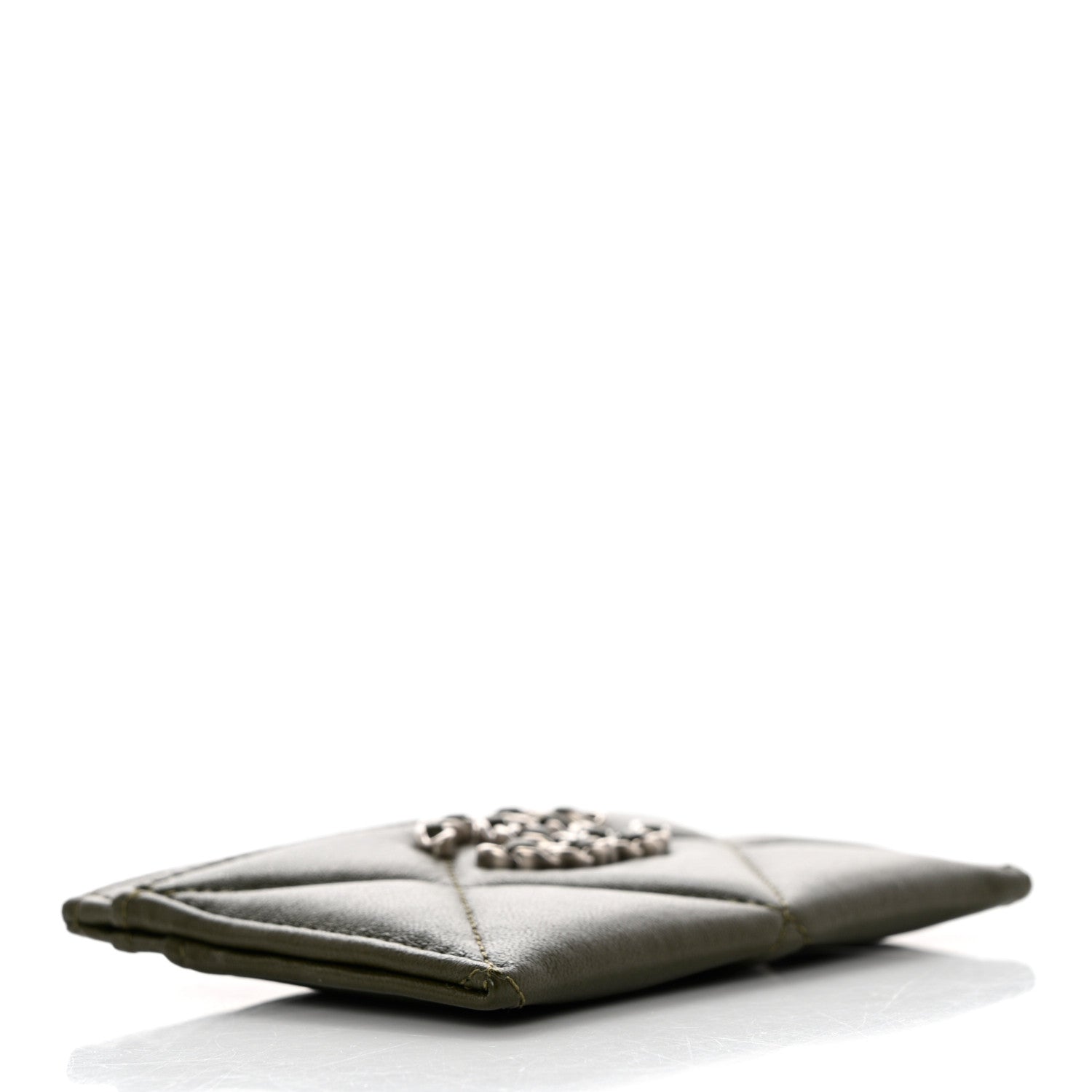 Chanel Lambskin Quilted Chanel 19 Card Holder Khaki 4 of 9