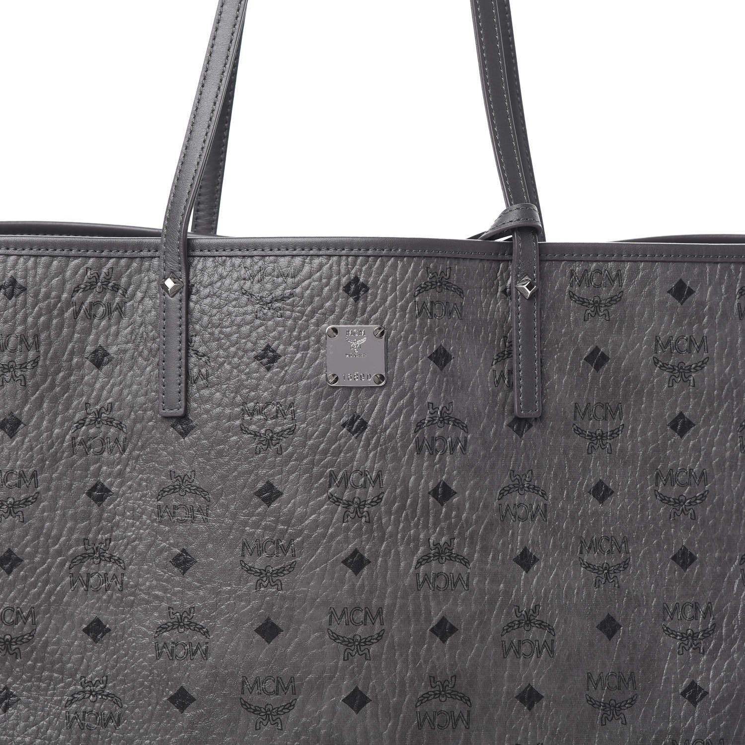MCM Visetos Medium Liz Reversible Shopper Tote Phantom Grey 10 of 12