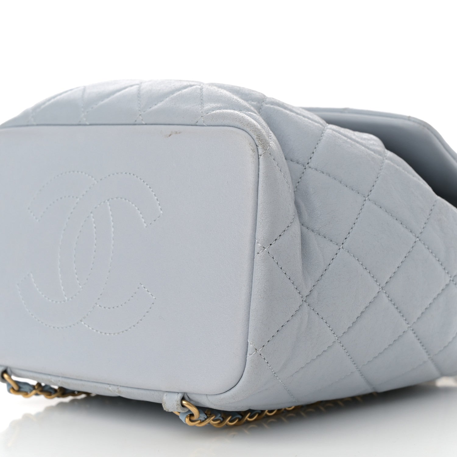 Chanel Lambskin Quilted Small Braided CC Backpack Light Blue 10 of 13