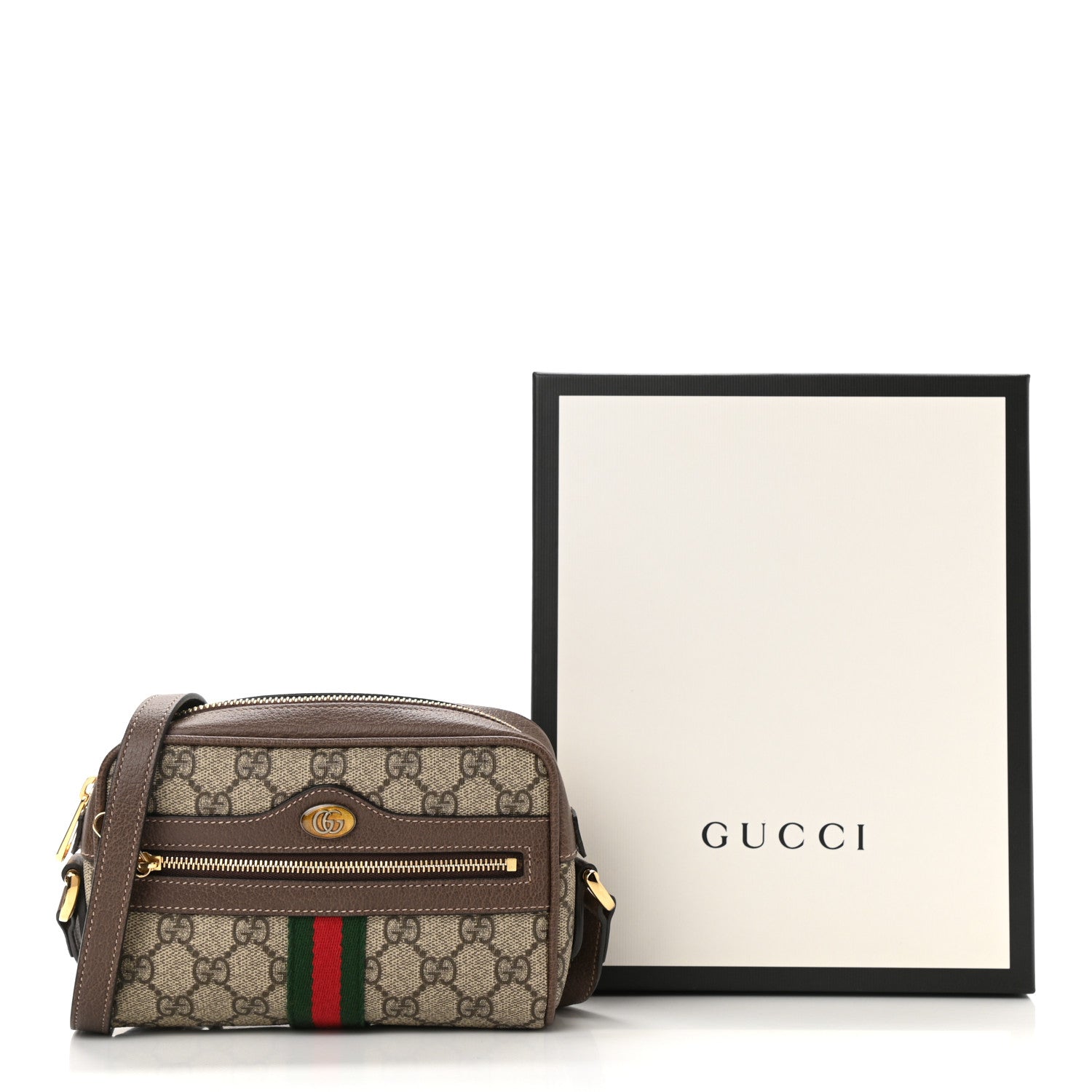 Gucci GG Supreme Monogram Web Mini Ophidia Shoulder Bag Brown 11 of 11