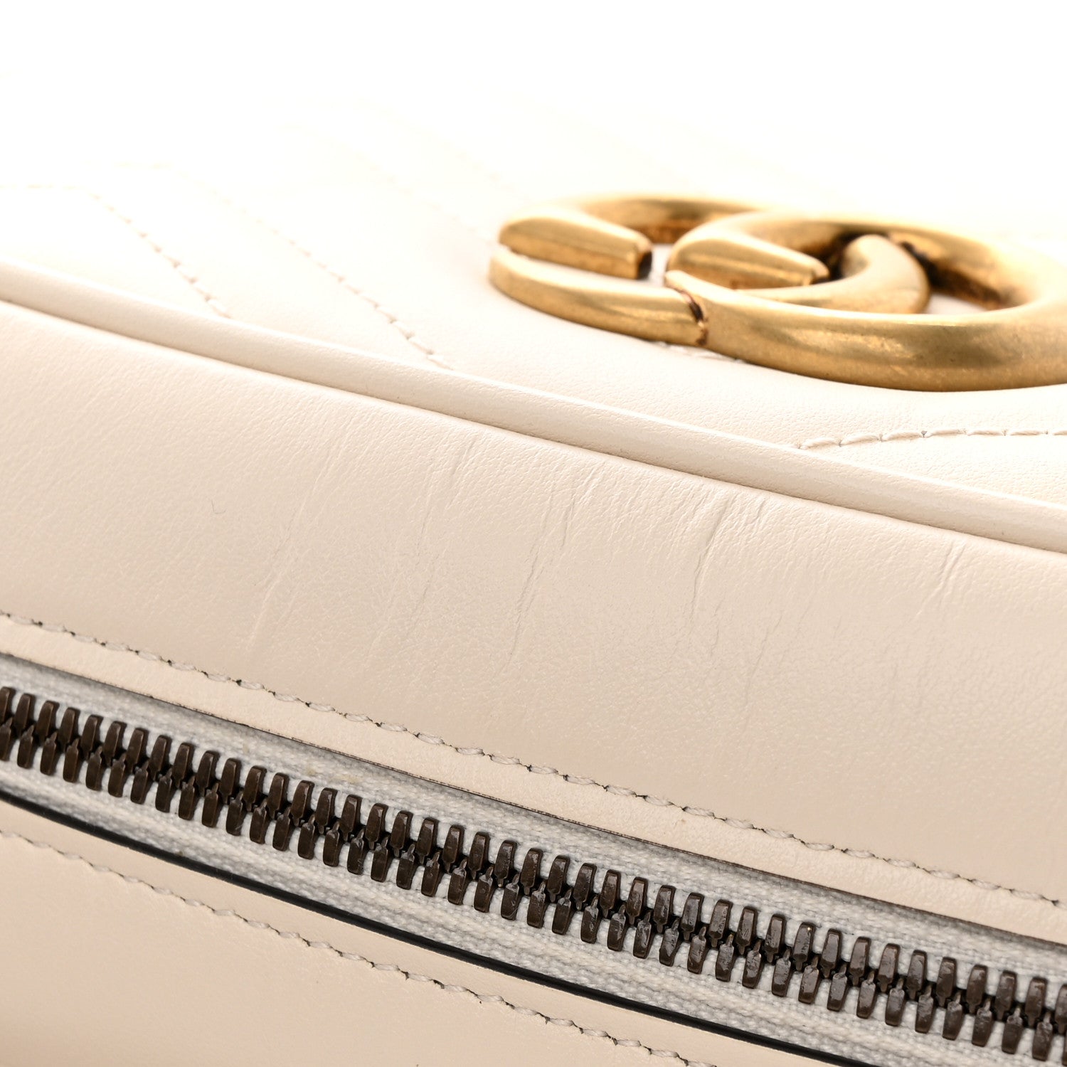 Gucci Calfskin Matelasse Small GG Marmont Chain Shoulder Bag White 12 of 13