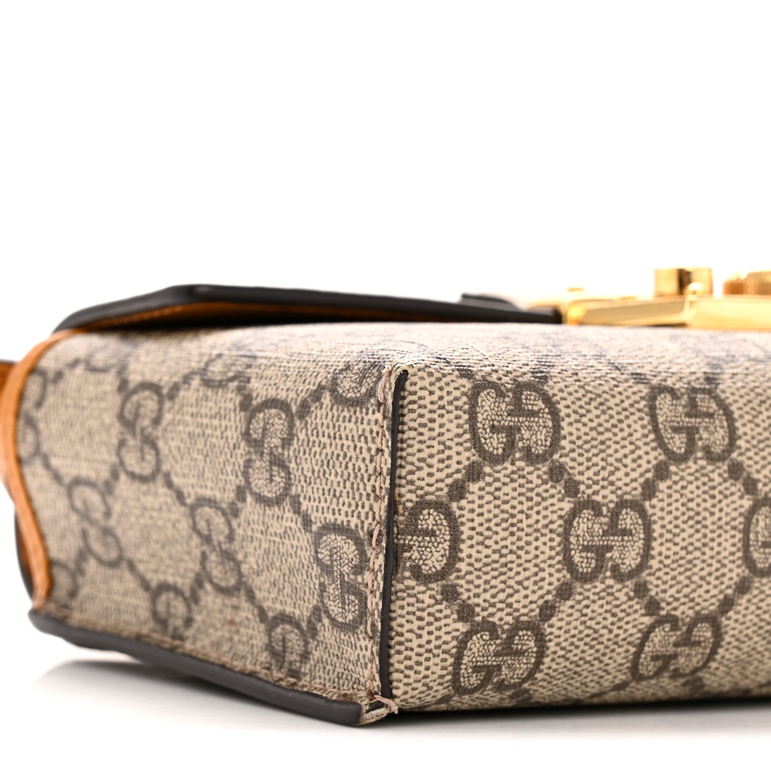 Gucci GG Supreme Monogram New Sakai Calfskin Mini Padlock Top Handle Shoulder Bag Beige Ebony Mystic White Sun Oil 9 of 12