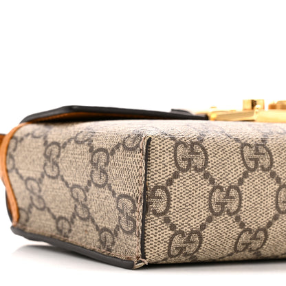 Gucci GG Supreme Monogram New Sakai Calfskin Mini Padlock Top Handle Shoulder Bag Beige Ebony Mystic White Sun Oil 9 of 12