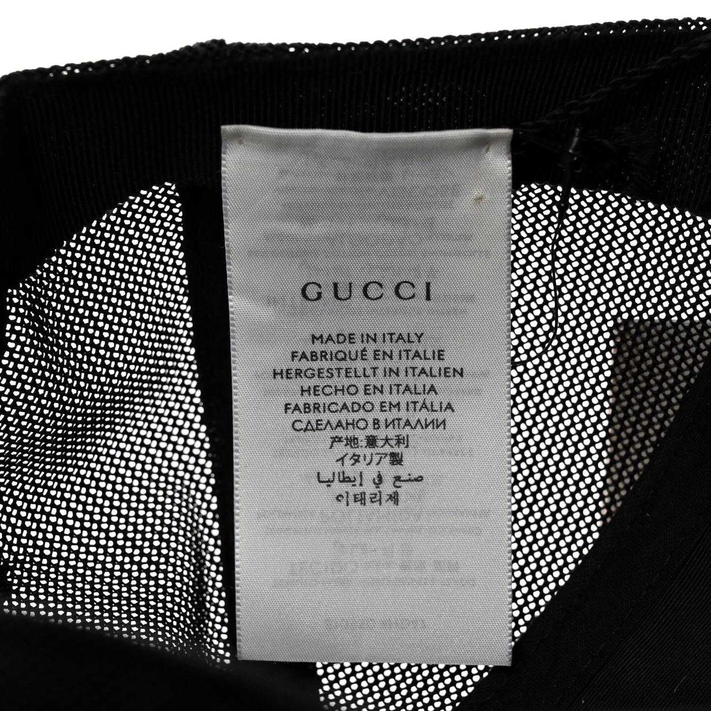 Nylon Light Mesh Dollar Calfskin GG Monogram Baseball Hat M Black