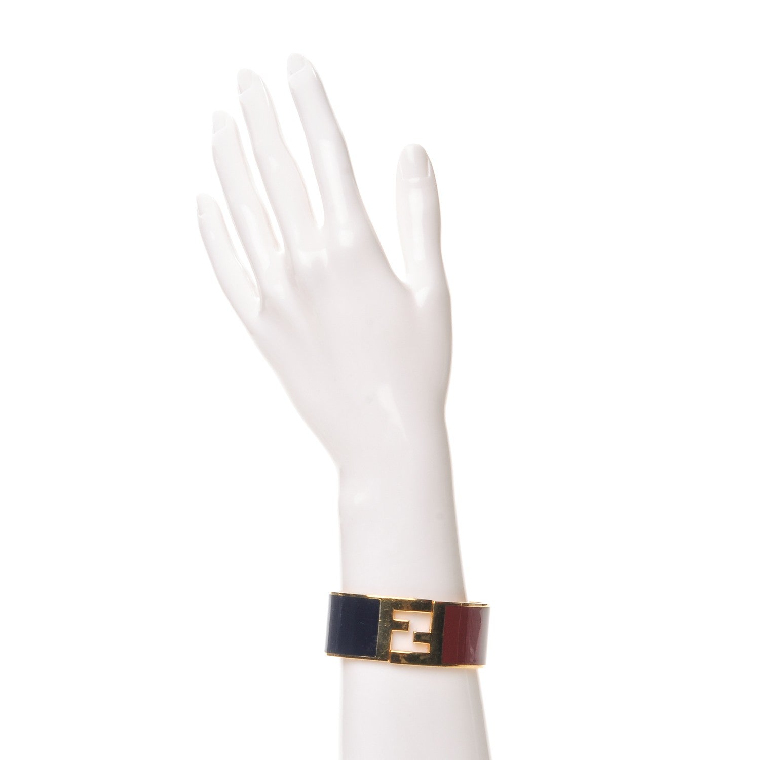 Fendi Enamel Fendista Medium Bracelet Gold Navy Rosso 2 of 6