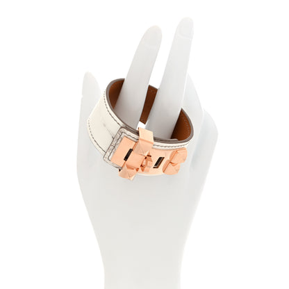 Hermes Matte Niloticus Crocodile Himalaya Collier De Chien CDC 24 Bracelet T2 Blanc 2 of 5