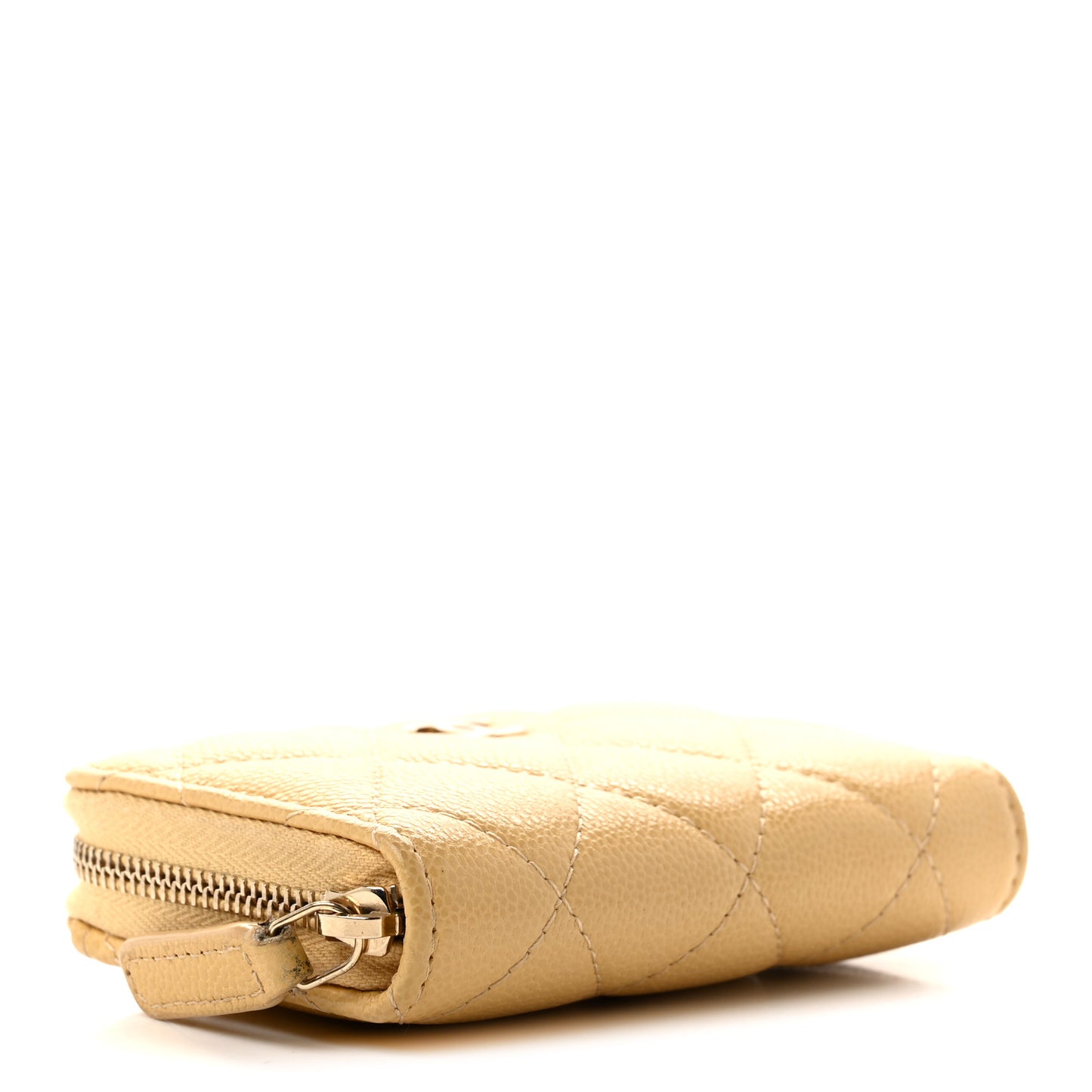 Caviar Quilted Zip Around Coin Purse Yellow