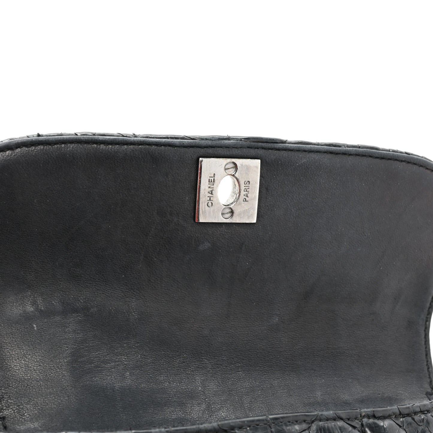 Snakeskin 3 Chain Flap Black