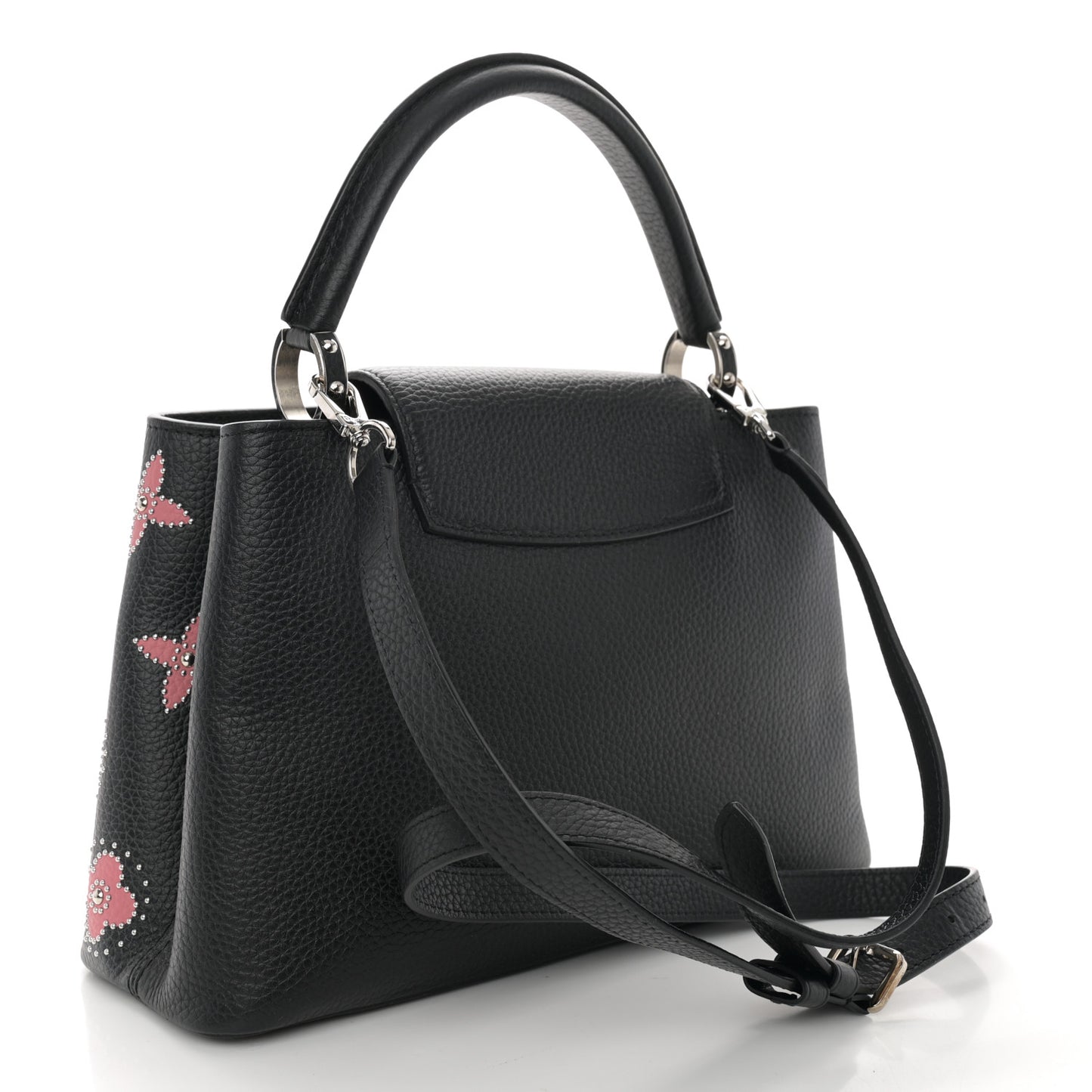 LOUIS VUITTON Taurillon Flowers Capucines PM Black