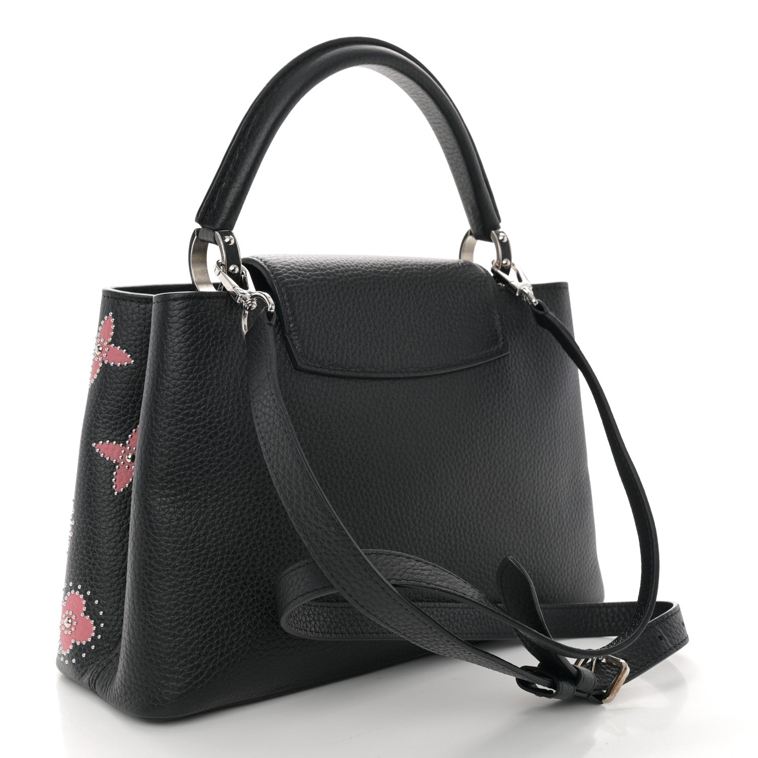 Louis Vuitton LOUIS VUITTON Taurillon Flowers Capucines PM Black 3 of 9