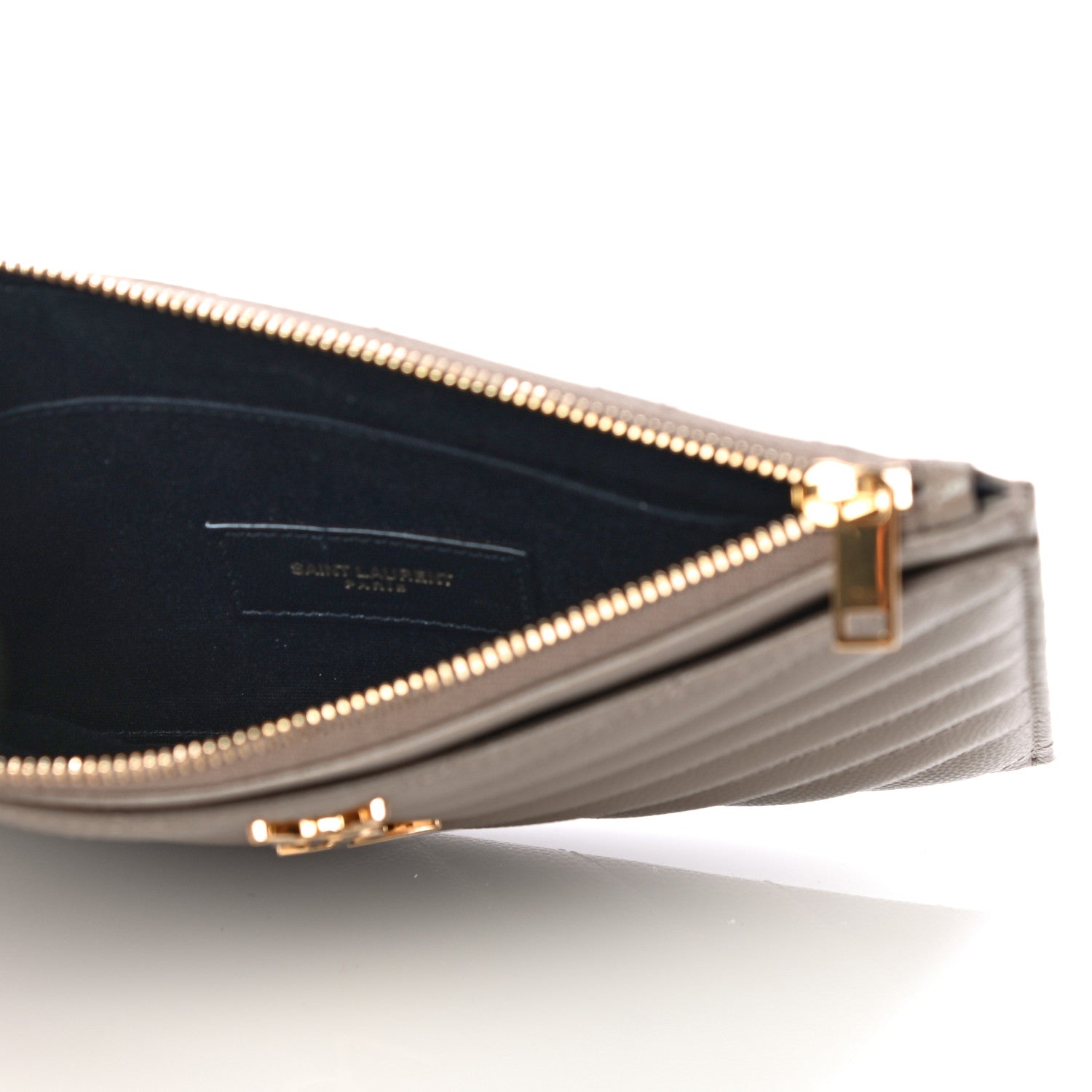 Saint Laurent Grain De Poudre Chevron Monogram Bill Pouch Dark Beige 5 of 11