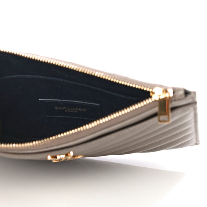 Saint Laurent Grain De Poudre Chevron Monogram Bill Pouch Dark Beige 5 of 11