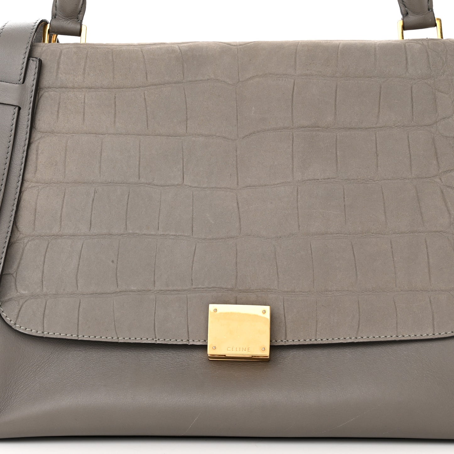 Crocodile Embossed Nubuck Medium Trapeze Grey