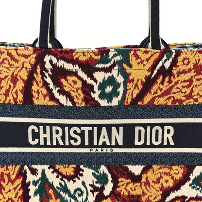 Christian Dior Canvas Embroidered Paisley Medium Book Tote Blue Multicolor 8 of 12