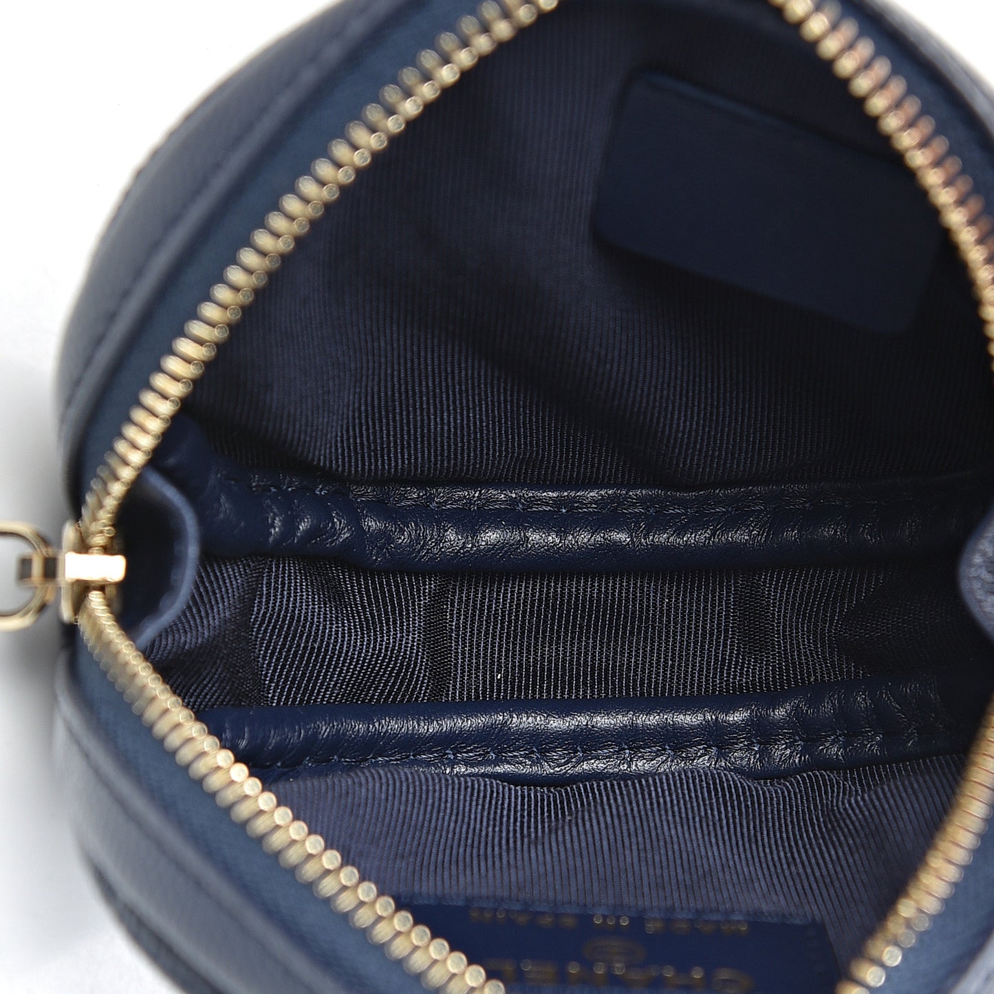 Caviar Quilted Zip Around Classic Coin Purse Navy Blue