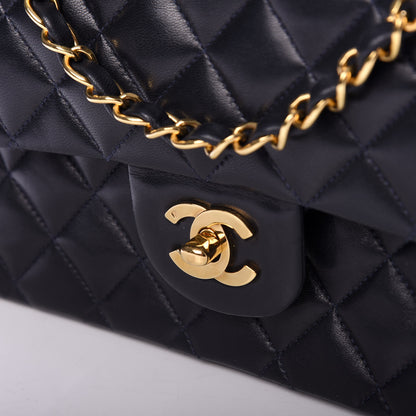 Chanel Lambskin Quilted Medium Double Flap Navy 10 of 11