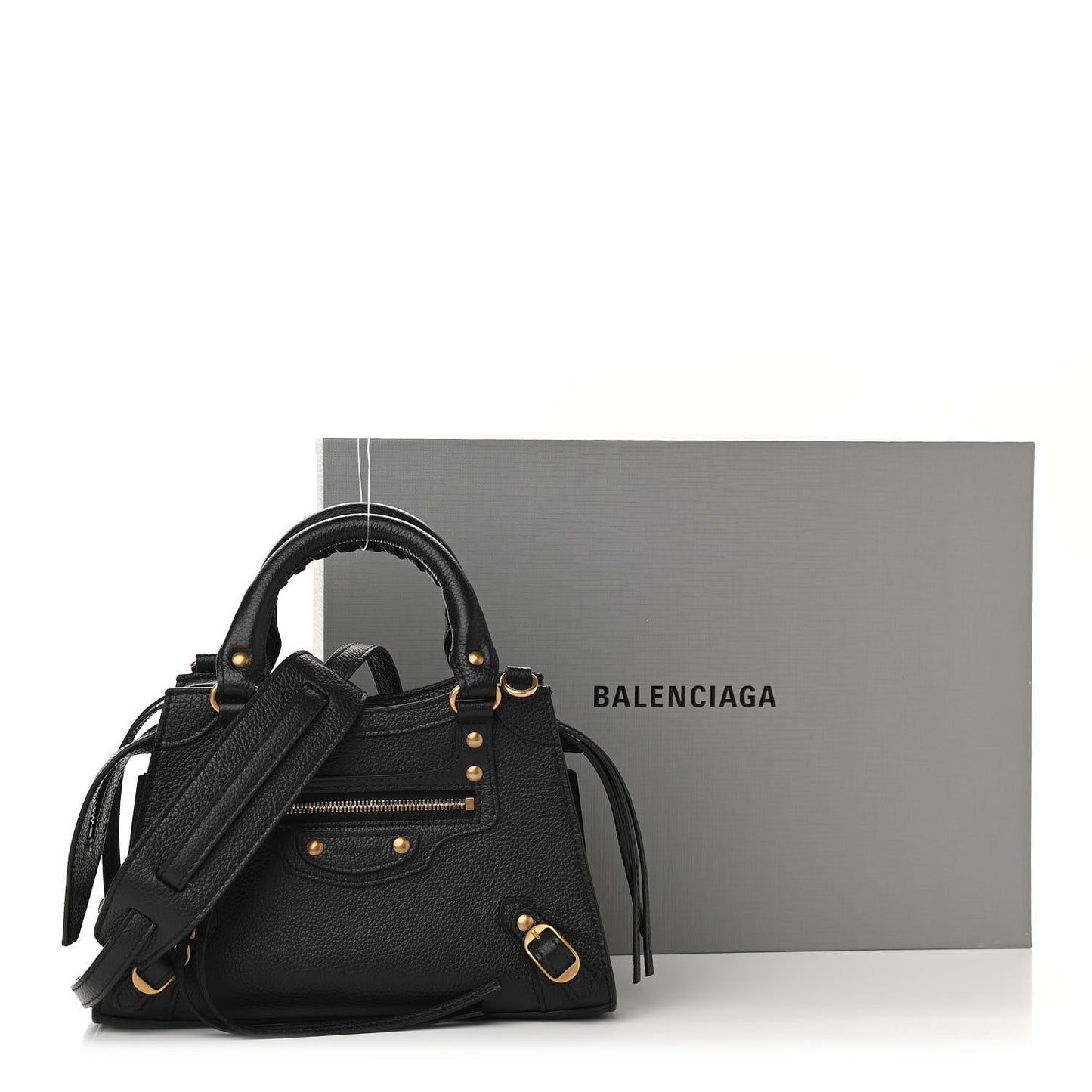Grained Calfskin Neo Classic Gold Hardware Mini City Black