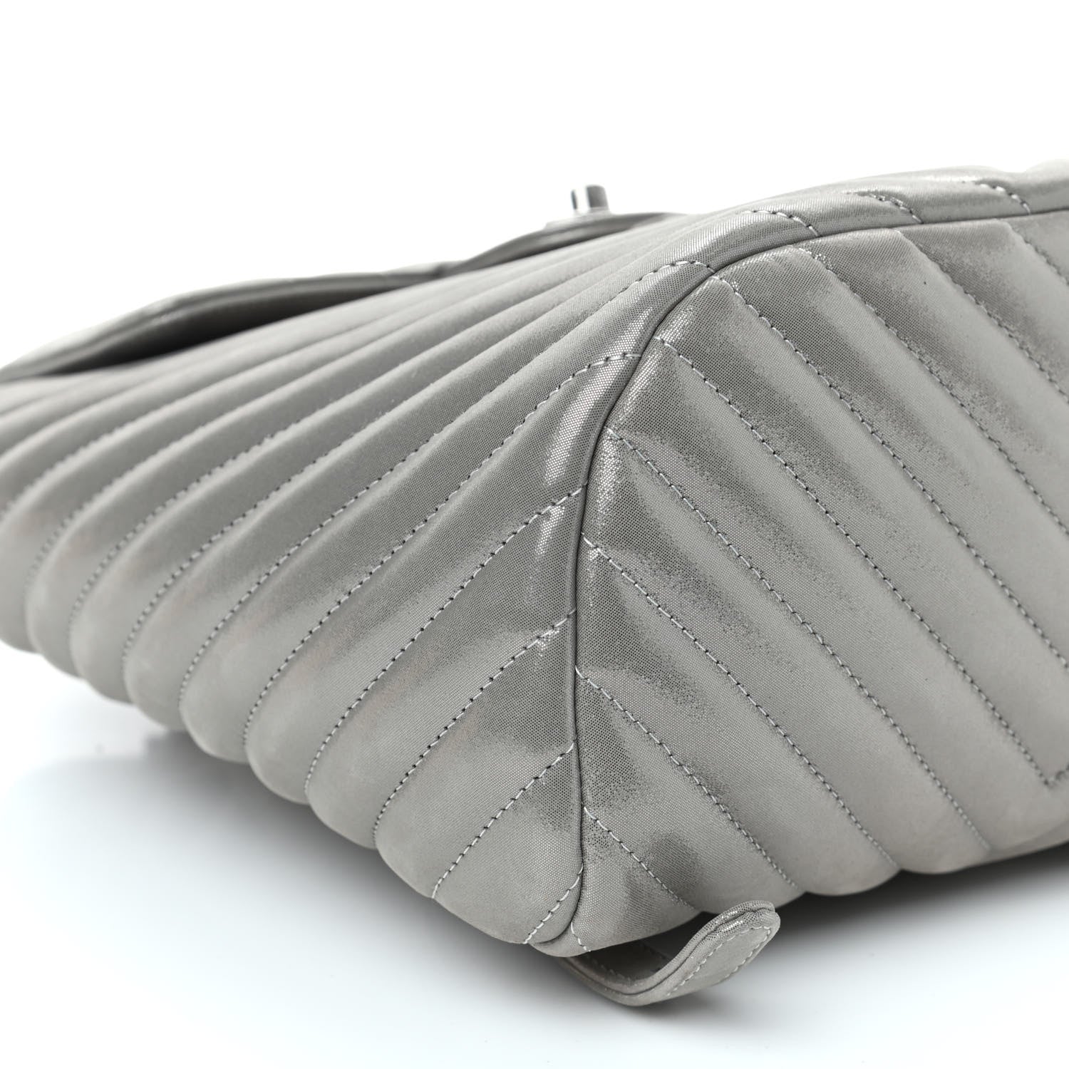 Chanel Metallic Iridescent Calfskin Chevron Quilted Small Urban Spirit Backpack Silver 5 of 8