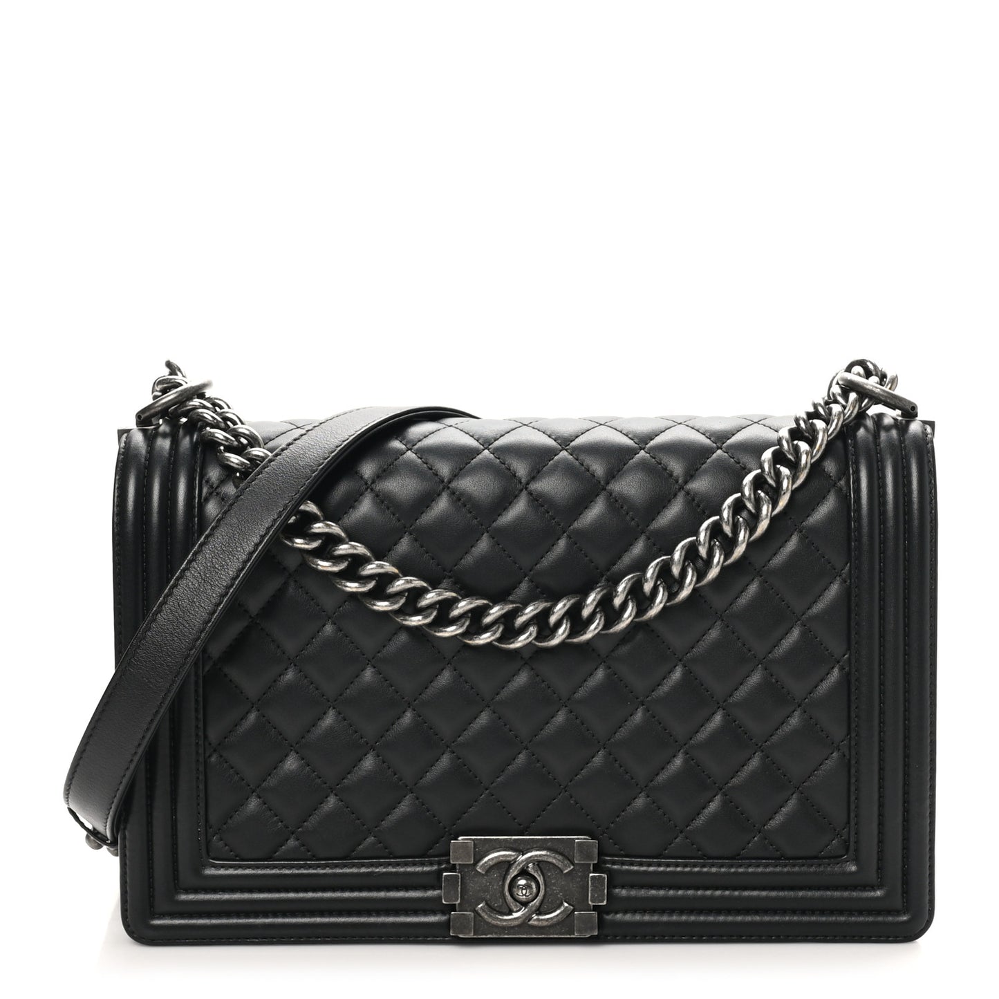 Calfskin Quilted New Medium Boy Flap Black