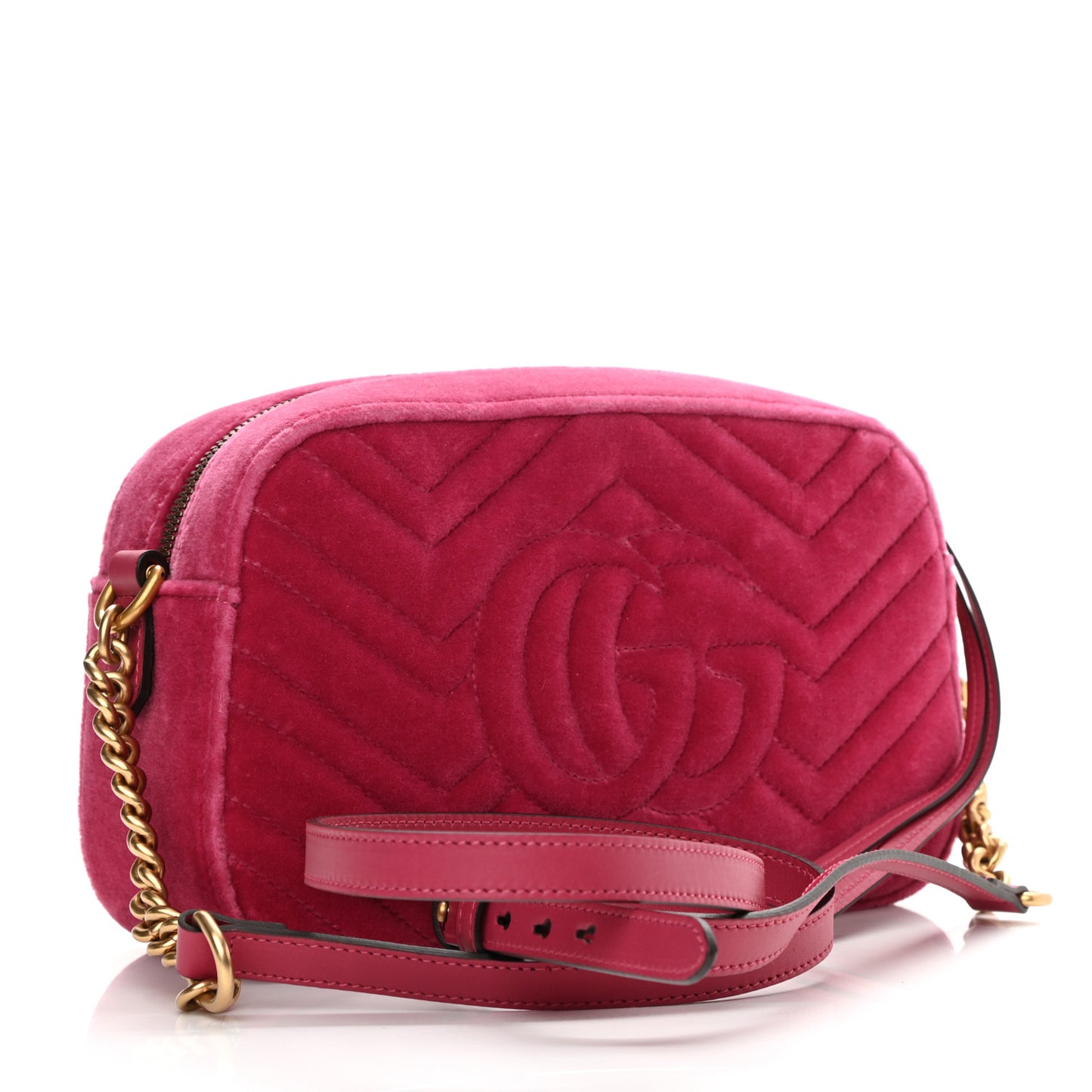 Velvet Matelasse Small GG Marmont Chain Shoulder Bag Light Raspberry Rose