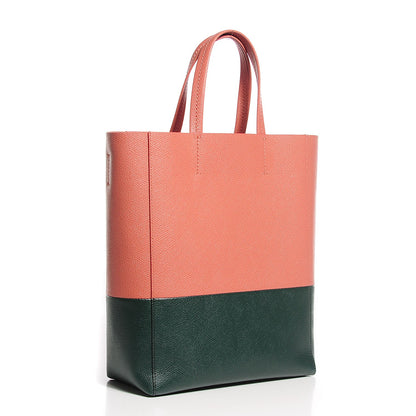 Celine Grained Calfskin Small Vertical Bi-Cabas Terracotta Dark Green 3 of 7