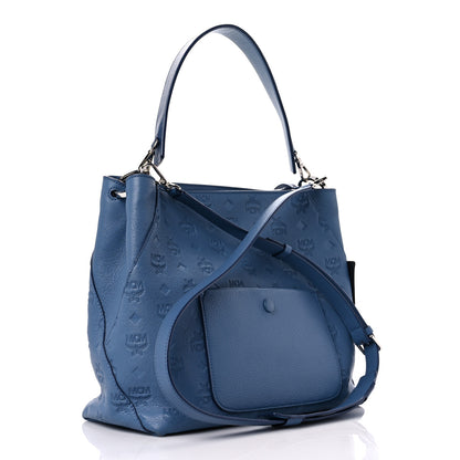 MCM Calfskin Ottomar Monogram Medium Klara Hobo Luft Blue 3 of 11