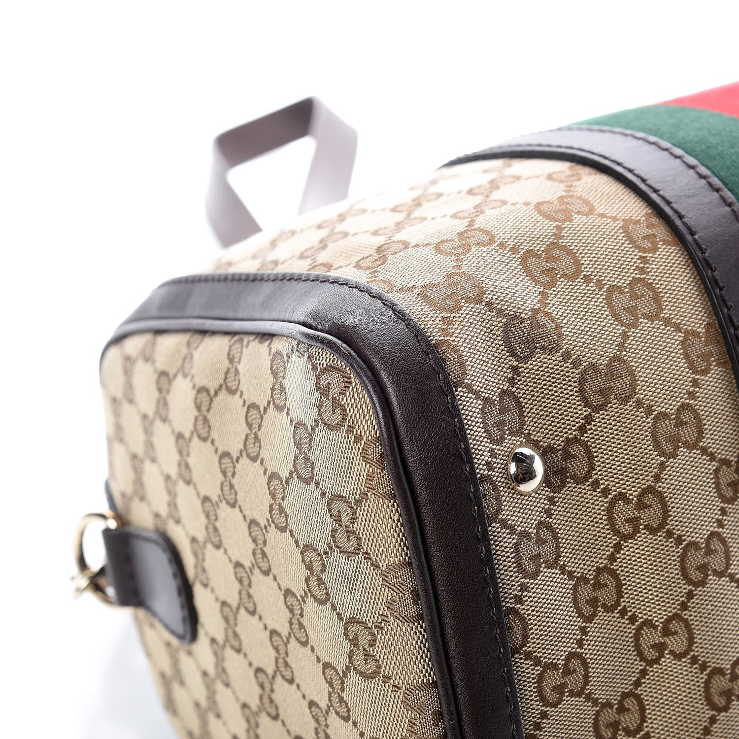 Gucci Monogram Vintage Web Medium Boston Dark Brown 11 of 13