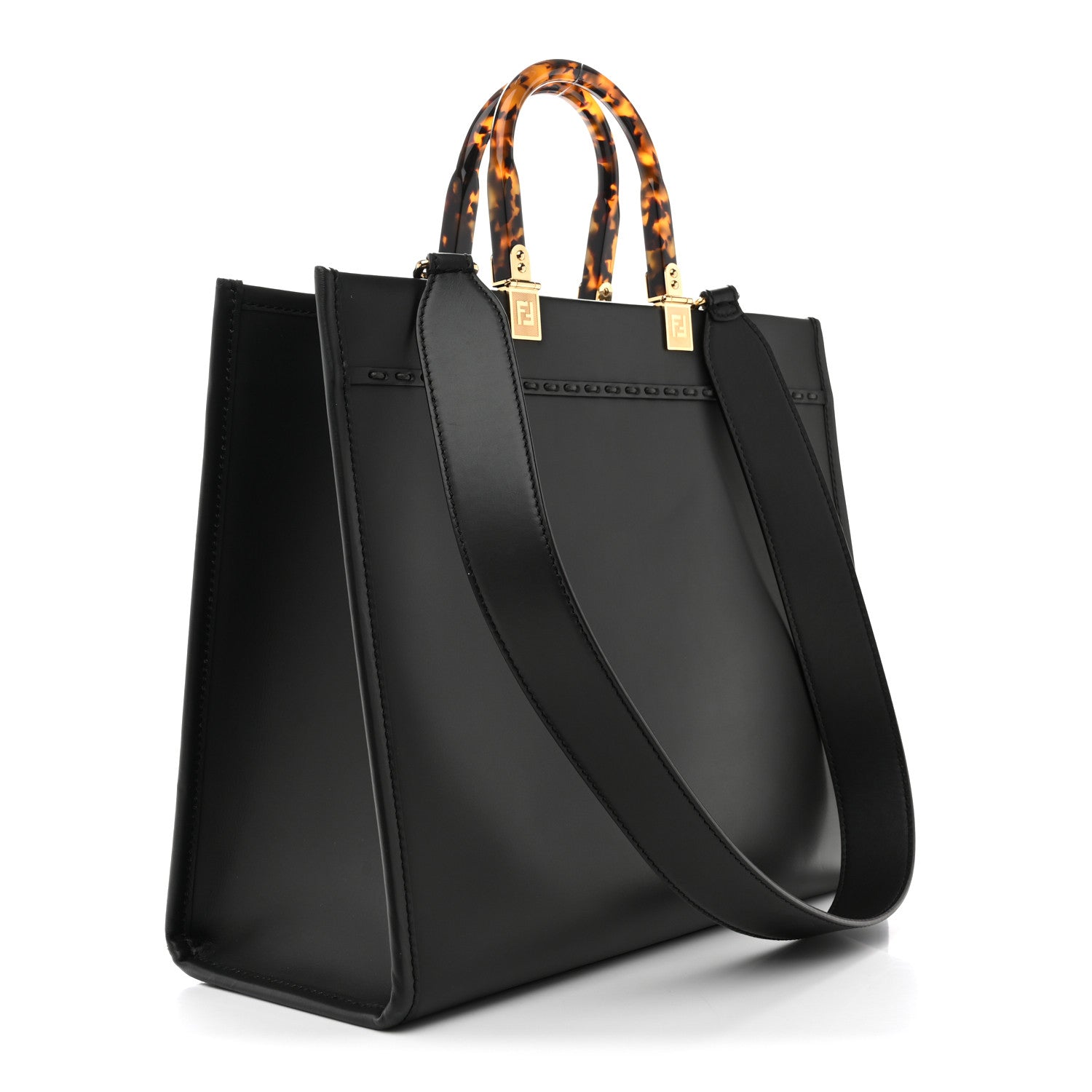 Fendi Vitello King Plexiglass Elaphe Python Print Logo Medium Fendi Sunshine Shopper Tote Dark Asphalt 2 of 12