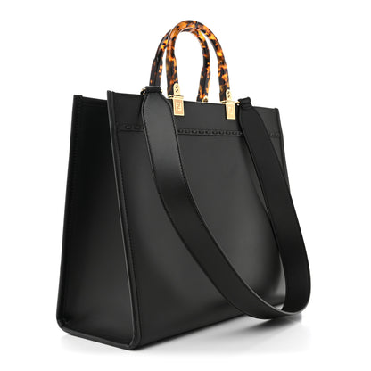 Fendi Vitello King Plexiglass Elaphe Python Print Logo Medium Fendi Sunshine Shopper Tote Dark Asphalt 2 of 12