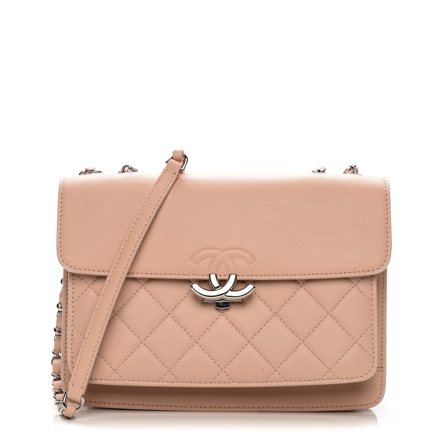 Chanel Grained Calfskin Quilted Large CC Box Flap Light Pink 1 of 8