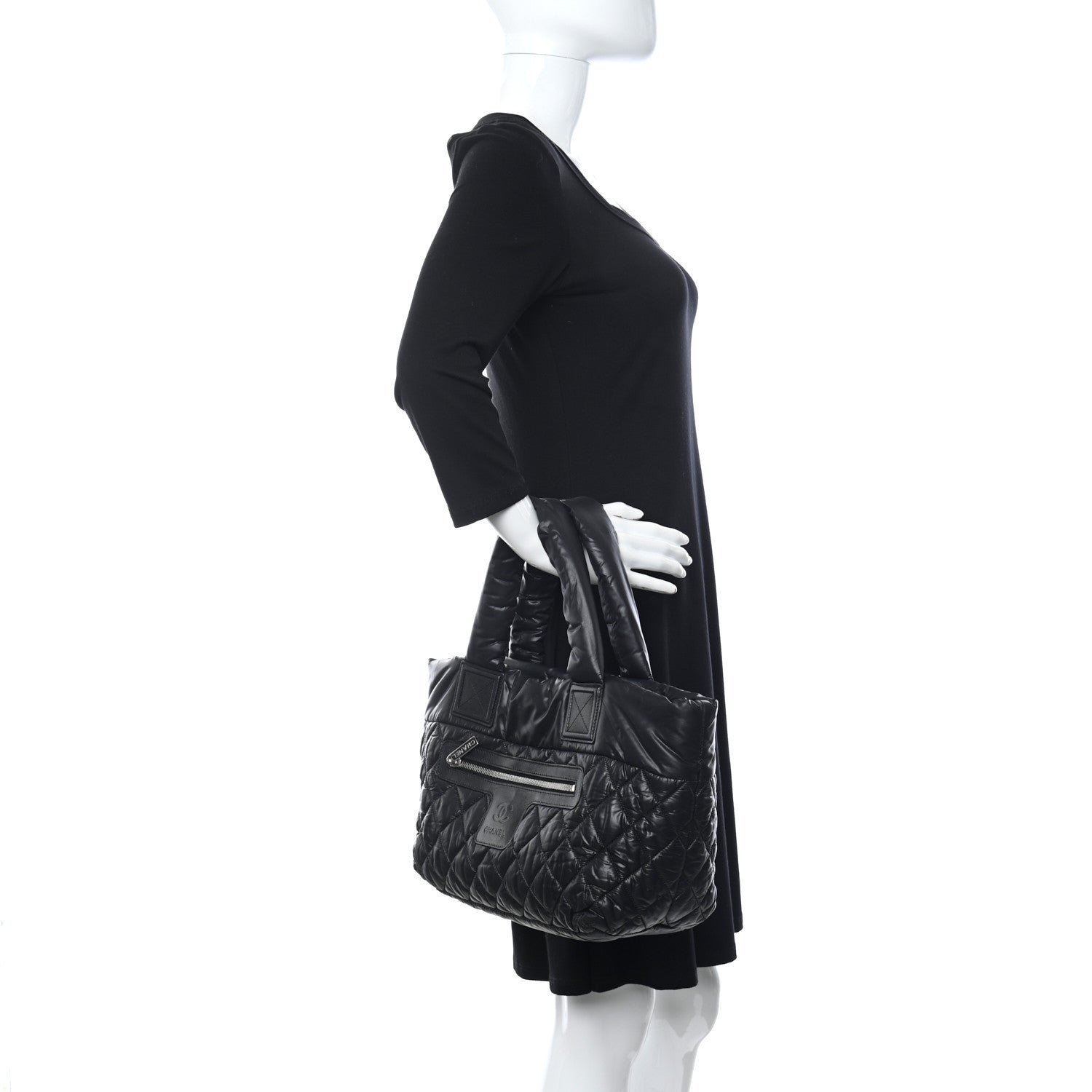 Chanel Nylon Quilted Small Coco Cocoon Tote Black 2 of 8