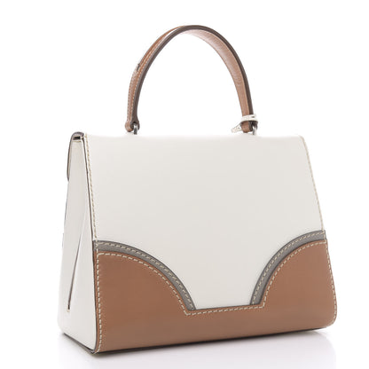 Prada Vitello Tri-Color Sound Top Handle Satchel White Naturale 3 of 13