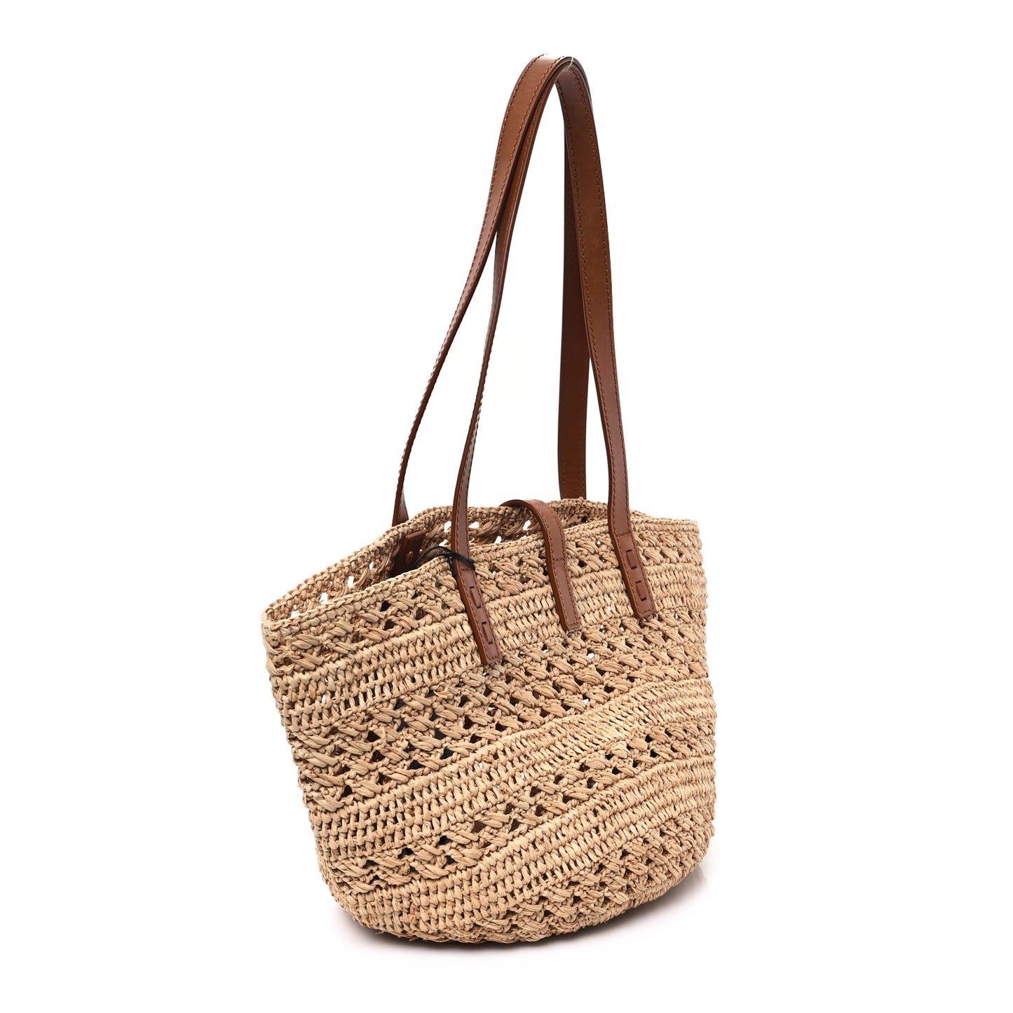 Raffia Calfskin Small Panier Tote Naturel