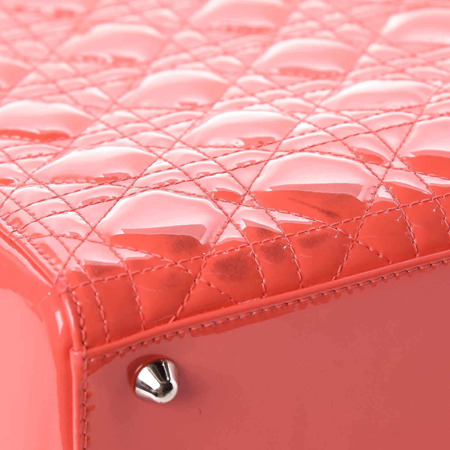 Christian Dior Patent Cannage Large Lady Dior Light Coral 8 of 13