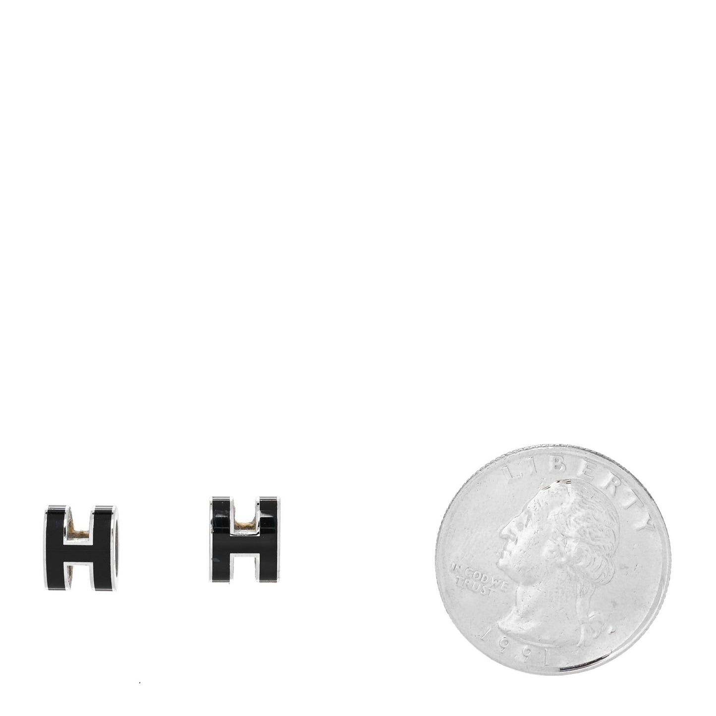 Palladium Lacquered Mini Pop H Earrings Black