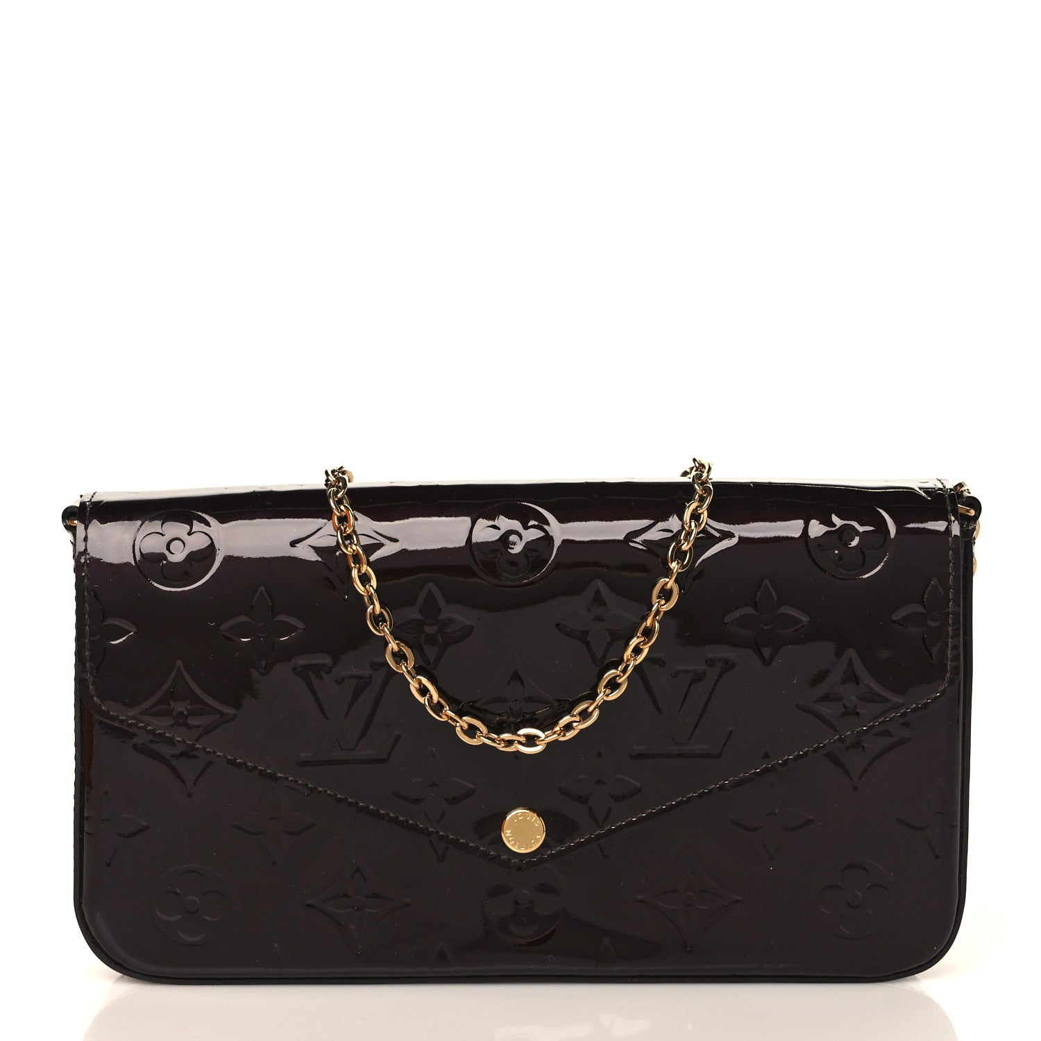 Louis Vuitton Vernis Pochette Felicie Chain Wallet Amarante 3 of 11